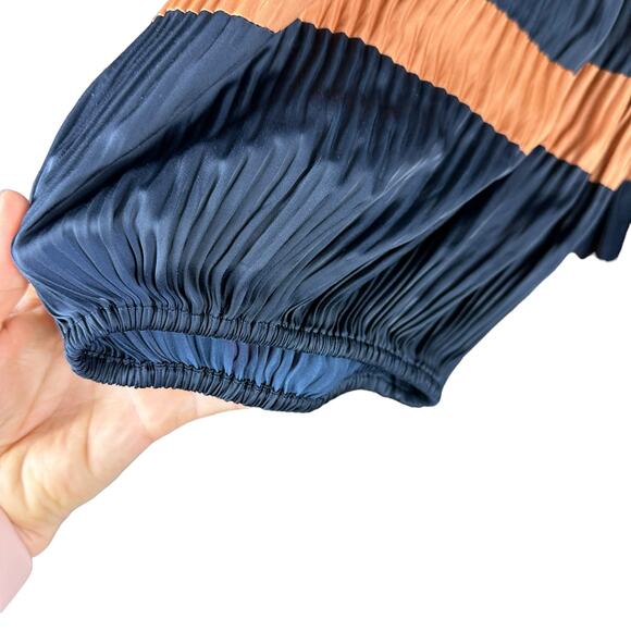 ULLA JOHNSON Alia Dress Navy Blue Mini Dress Women's Size 8 FLAWED Striped Glam - Picture 4 of 9